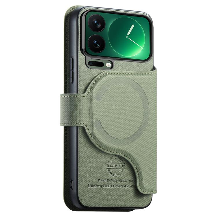 For Xiaomi 17 Pro Max Twill Fabric MagSafe RFID Anti-theft Zipper Wallet Leather Phone Case