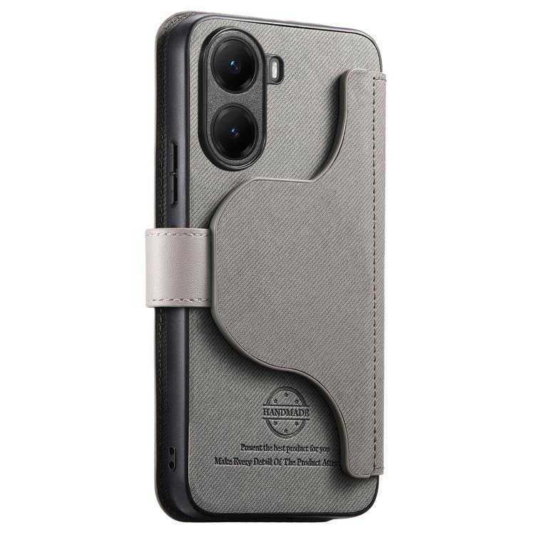 For Xiaomi Poco X7 Pro Twill Fabric MagSafe RFID Anti-theft Zipper Wallet Leather Phone Case