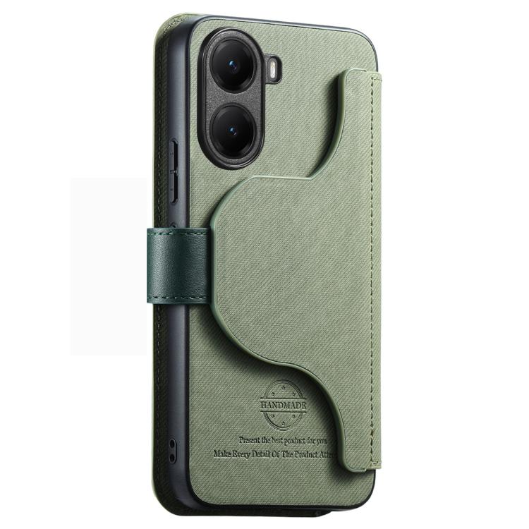 For Xiaomi Poco X7 Pro Twill Fabric MagSafe RFID Anti-theft Zipper Wallet Leather Phone Case
