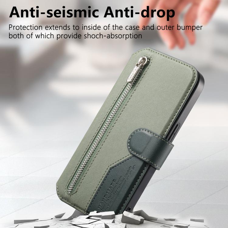 For Xiaomi Poco X7 Pro Twill Fabric MagSafe RFID Anti-theft Zipper Wallet Leather Phone Case