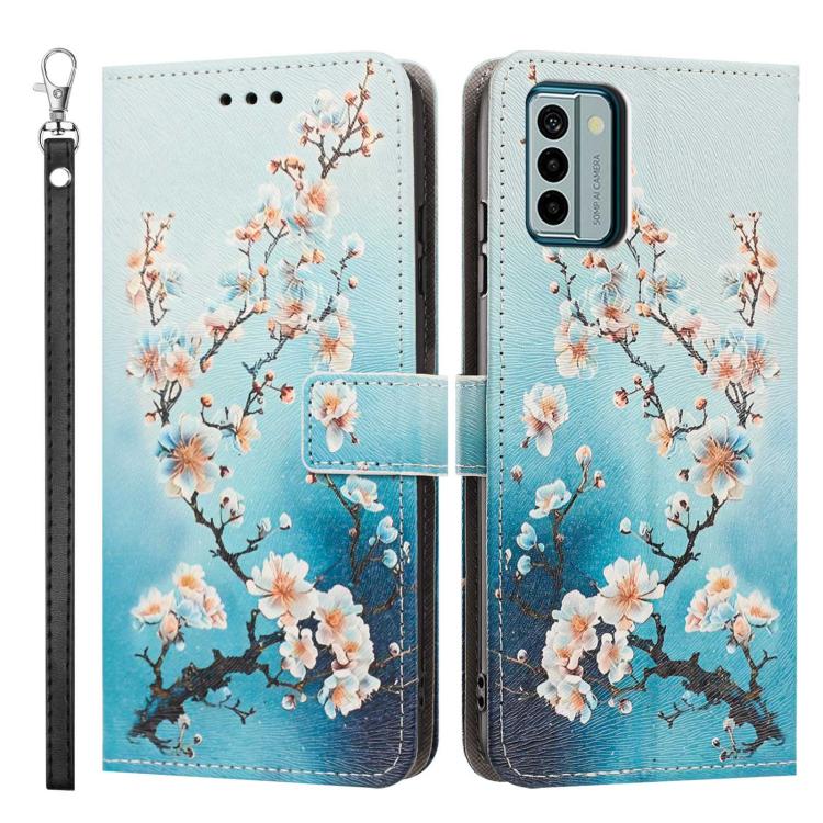 For Nokia G22 Painted Pattern Vegan Leather Phone Case with Strap