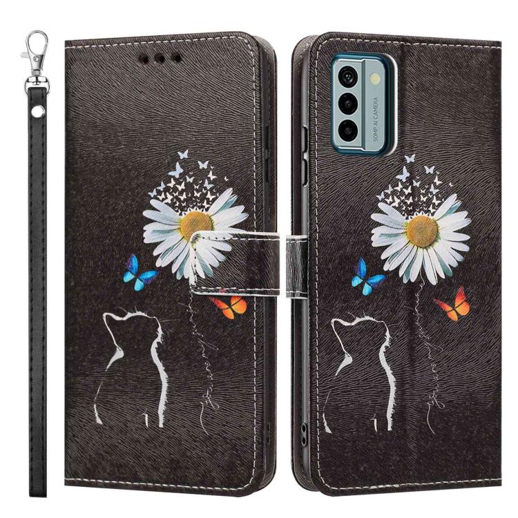 For Nokia G22 Painted Pattern Vegan Leather Phone Case with Strap