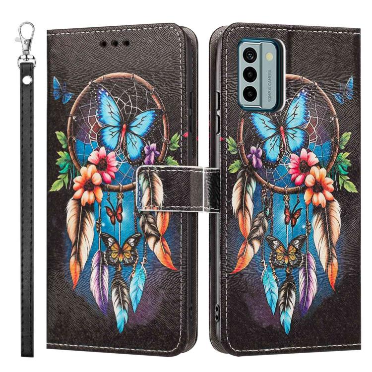 For Nokia G22 Painted Pattern Vegan Leather Phone Case with Strap