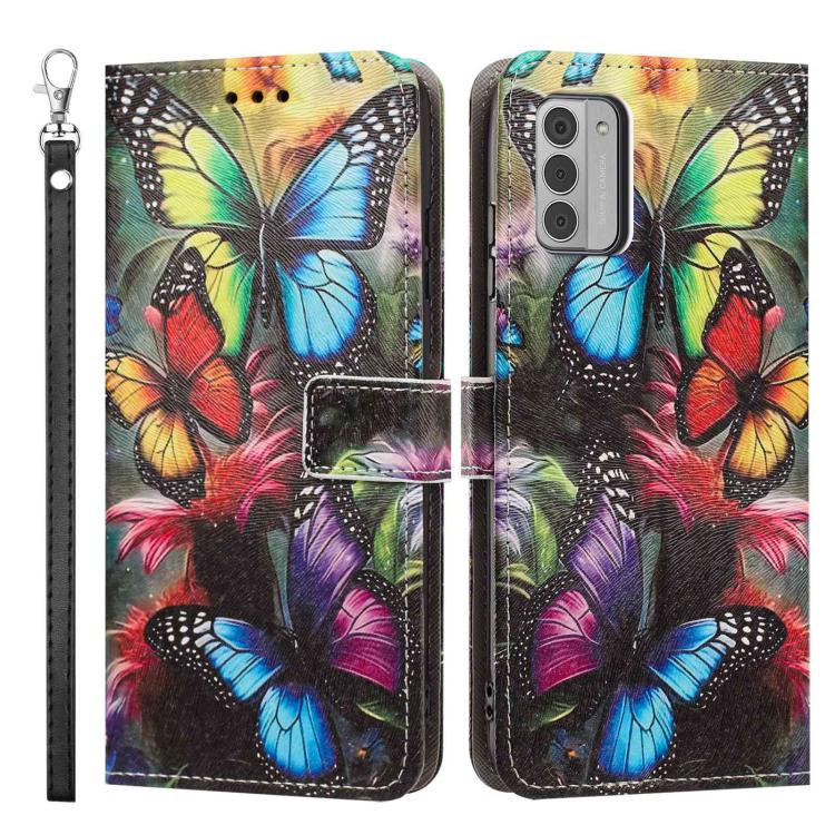 For Nokia G42 / G310 Painted Pattern Vegan Leather Phone Case with Strap