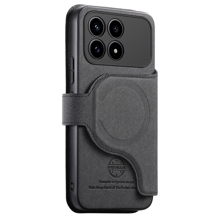 For Redmi K90 / Poco F8 Pro 5G Twill Fabric MagSafe RFID Anti-theft Zipper Wallet Leather Phone Case