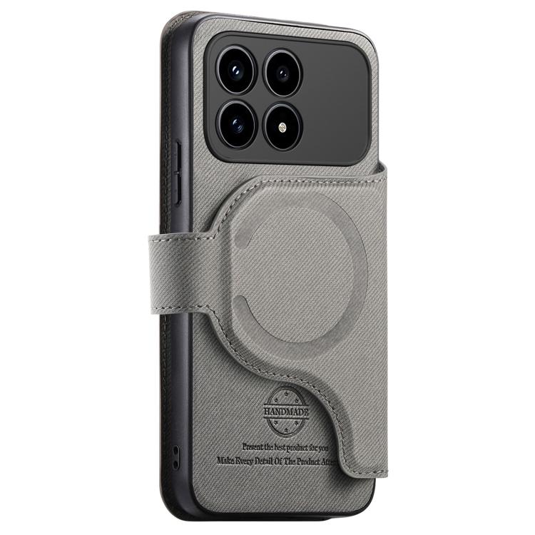 For Redmi K90 / Poco F8 Pro 5G Twill Fabric MagSafe RFID Anti-theft Zipper Wallet Leather Phone Case