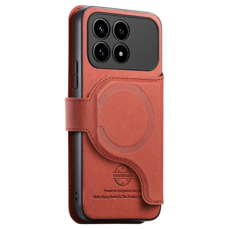 For Redmi K90 / Poco F8 Pro 5G Twill Fabric MagSafe RFID Anti-theft Zipper Wallet Leather Phone Case