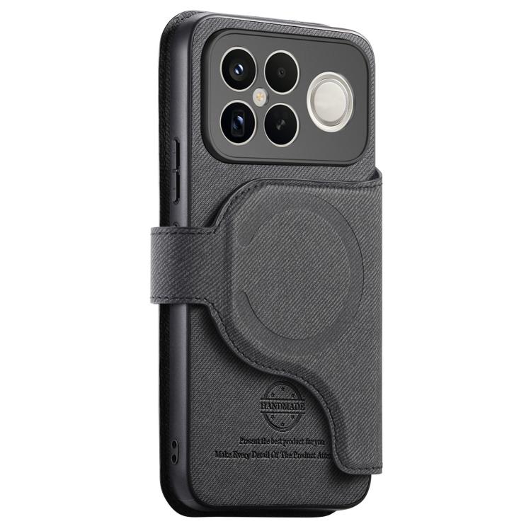 For Redmi K90 Pro Max / Poco F8 Ultra Twill Fabric MagSafe RFID Anti-theft Zipper Wallet Leather Phone Case
