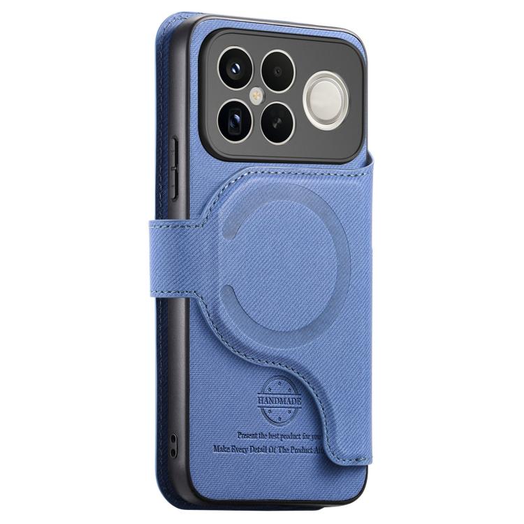 For Redmi K90 Pro Max / Poco F8 Ultra Twill Fabric MagSafe RFID Anti-theft Zipper Wallet Leather Phone Case