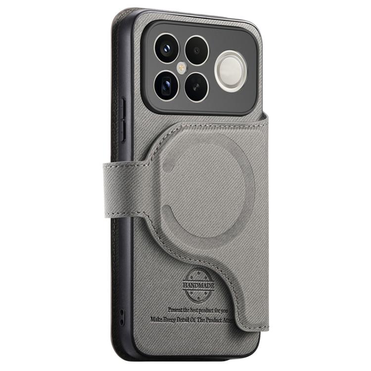 For Redmi K90 Pro Max / Poco F8 Ultra Twill Fabric MagSafe RFID Anti-theft Zipper Wallet Leather Phone Case