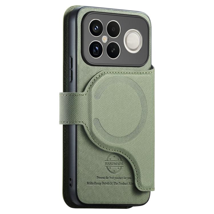 For Redmi K90 Pro Max / Poco F8 Ultra Twill Fabric MagSafe RFID Anti-theft Zipper Wallet Leather Phone Case