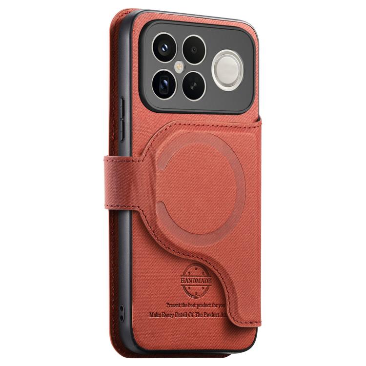 For Redmi K90 Pro Max / Poco F8 Ultra Twill Fabric MagSafe RFID Anti-theft Zipper Wallet Leather Phone Case