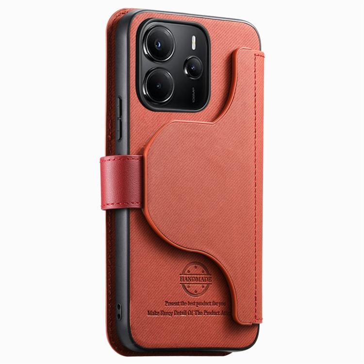 For Redmi Note 14 5G Twill Fabric MagSafe RFID Anti-theft Zipper Wallet Leather Phone Case
