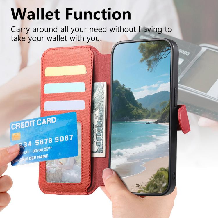 For Redmi Note 14 5G Twill Fabric MagSafe RFID Anti-theft Zipper Wallet Leather Phone Case