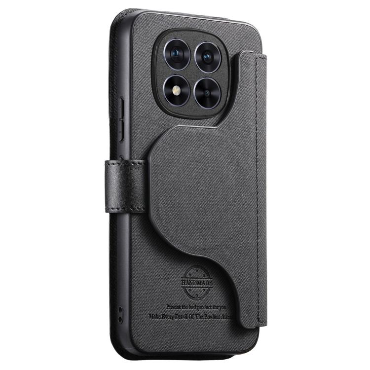 For Redmi Note 14 Pro 4G / 5G Twill Fabric MagSafe RFID Anti-theft Zipper Wallet Leather Phone Case