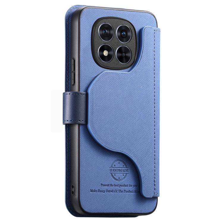 For Redmi Note 14 Pro 4G / 5G Twill Fabric MagSafe RFID Anti-theft Zipper Wallet Leather Phone Case