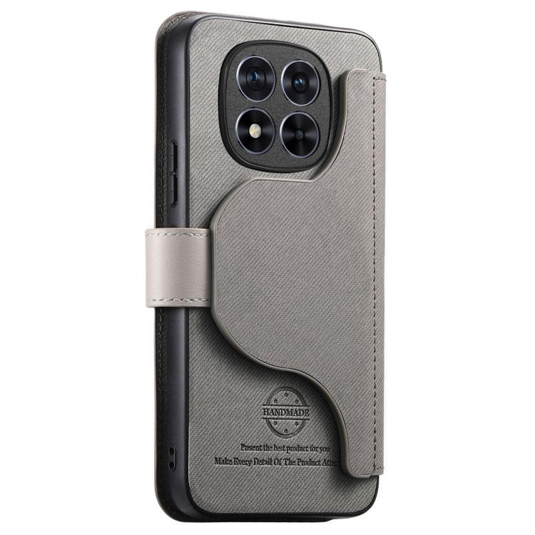 For Redmi Note 14 Pro 4G / 5G Twill Fabric MagSafe RFID Anti-theft Zipper Wallet Leather Phone Case