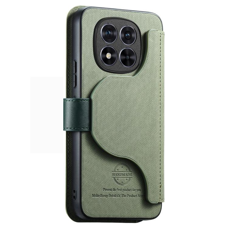 For Redmi Note 14 Pro 4G / 5G Twill Fabric MagSafe RFID Anti-theft Zipper Wallet Leather Phone Case