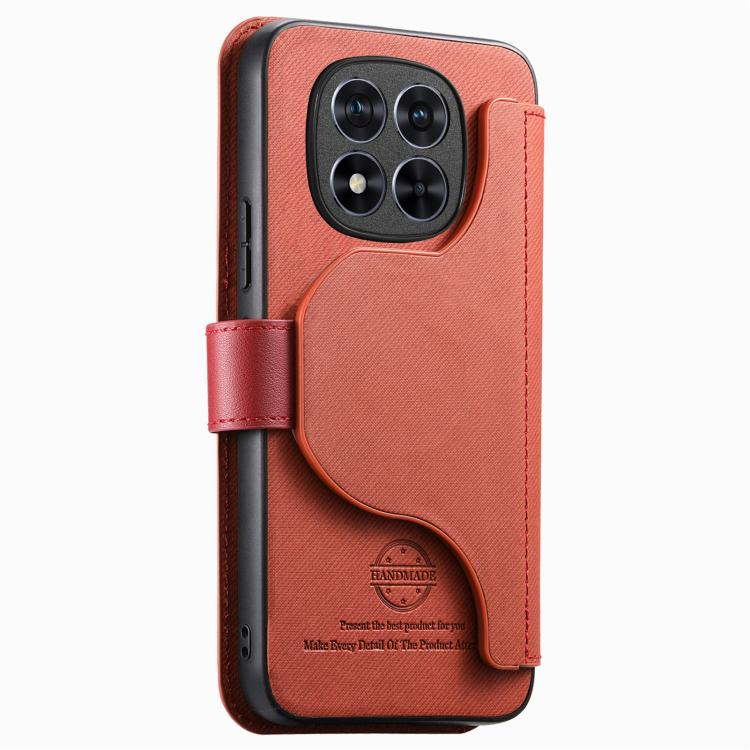 For Redmi Note 14 Pro 4G / 5G Twill Fabric MagSafe RFID Anti-theft Zipper Wallet Leather Phone Case