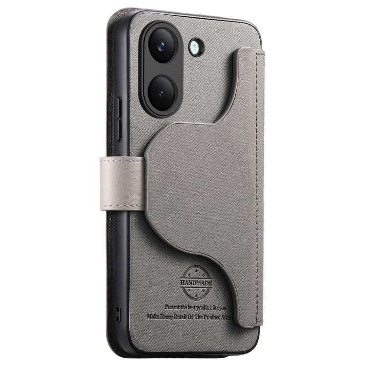 For Redmi Turbo 5 5G / Poco X8 Pro 5G Twill Fabric MagSafe RFID Anti-theft Zipper Wallet Leather Phone Case