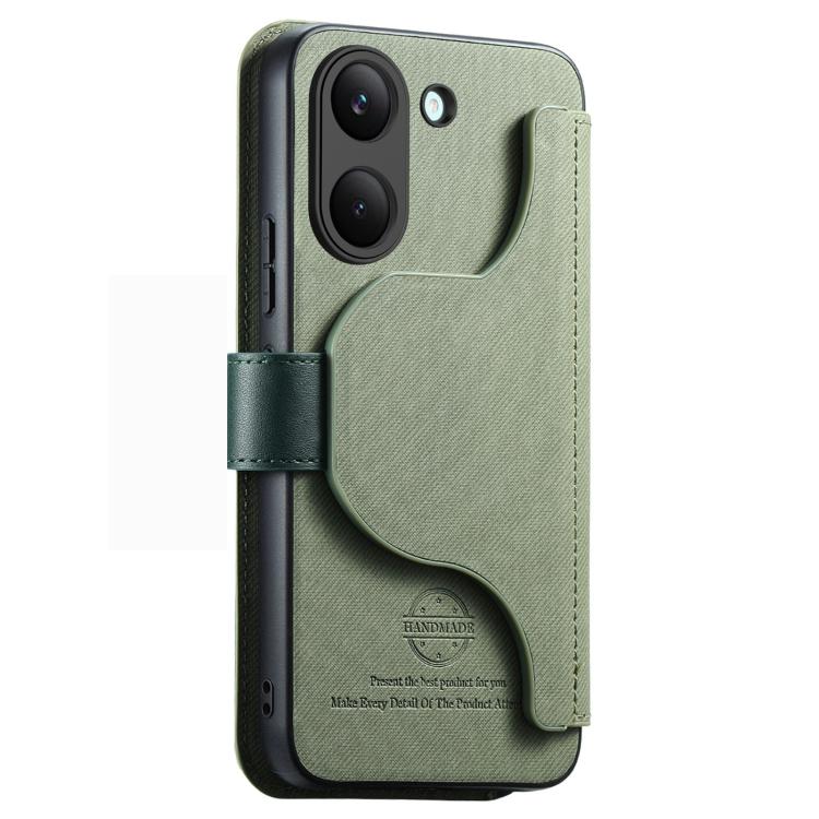 For Redmi Turbo 5 5G / Poco X8 Pro 5G Twill Fabric MagSafe RFID Anti-theft Zipper Wallet Leather Phone Case