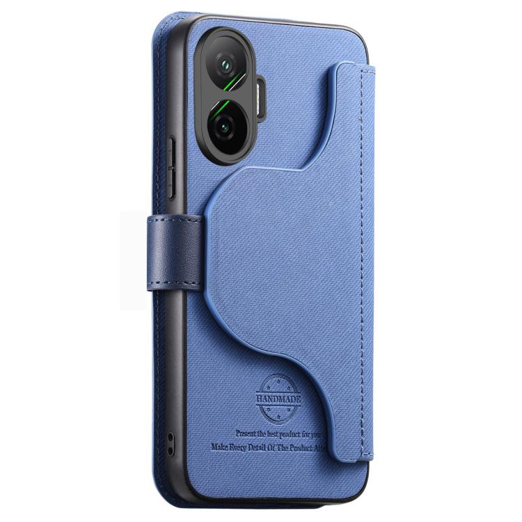For Redmi Turbo 4 Pro / Poco F7 Twill Fabric MagSafe RFID Anti-theft Zipper Wallet Leather Phone Case