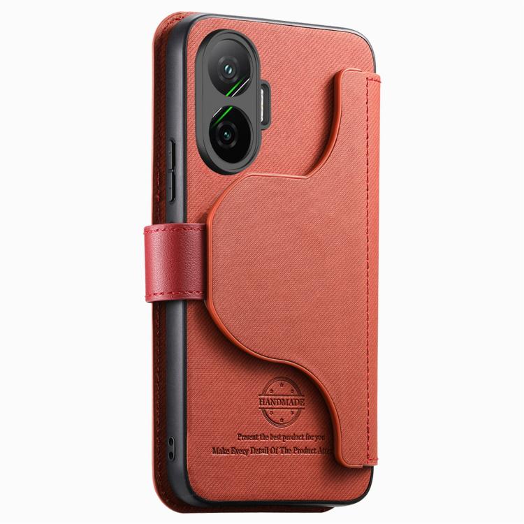 For Redmi Turbo 4 Pro / Poco F7 Twill Fabric MagSafe RFID Anti-theft Zipper Wallet Leather Phone Case