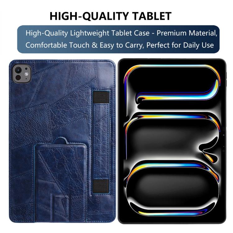 For iPad Pro 11 2025 / 2024 Wristband Retro Vegan Leather Back Tablet Case with Holder