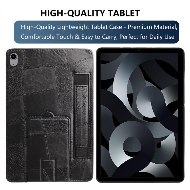 For iPad 2025 / 2022 Wristband Retro Vegan Leather Back Tablet Case with Holder