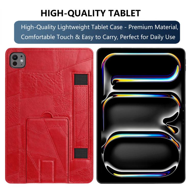 For iPad Air 2026 / 2025 / 2024 Wristband Retro Vegan Leather Back Tablet Case with Holder