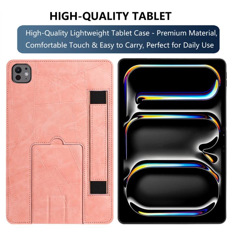 For iPad Air 2026 / 2025 / 2024 Wristband Retro Vegan Leather Back Tablet Case with Holder