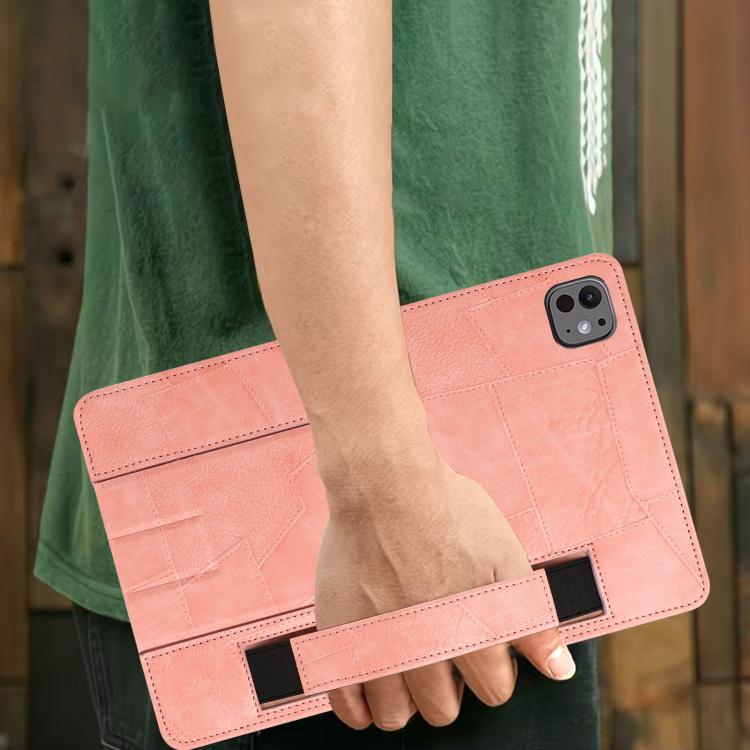 For iPad Air 2026 / 2025 / 2024 Wristband Retro Vegan Leather Back Tablet Case with Holder