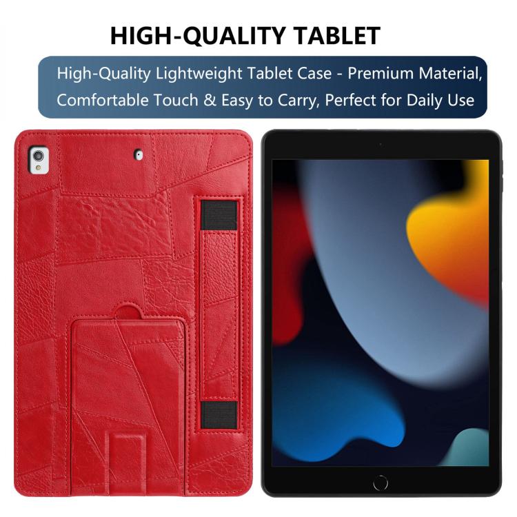 For iPad 10.2 2021 / 10.5 2019 Wristband Retro Vegan Leather Back Tablet Case with Holder
