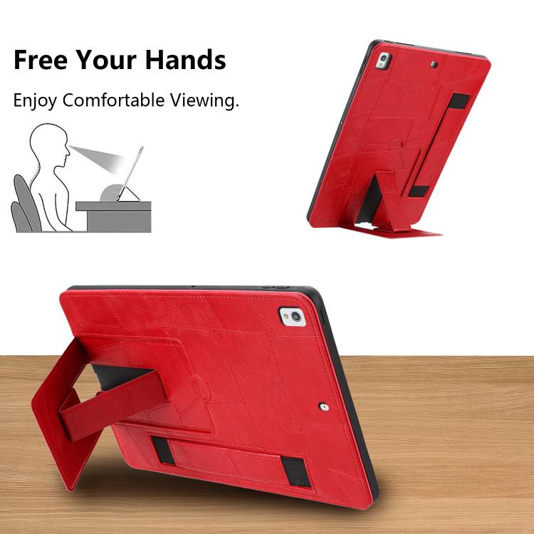 For iPad 10.2 2021 / 10.5 2019 Wristband Retro Vegan Leather Back Tablet Case with Holder
