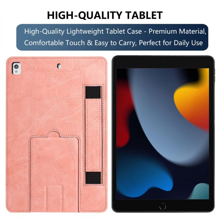 For iPad 10.2 2021 / 10.5 2019 Wristband Retro Vegan Leather Back Tablet Case with Holder