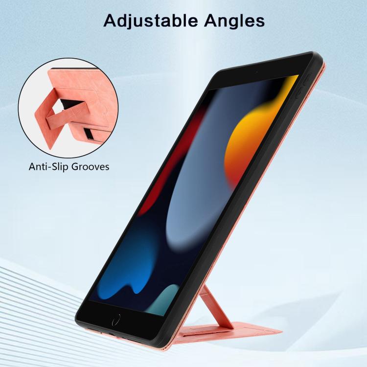 For iPad 10.2 2021 / 10.5 2019 Wristband Retro Vegan Leather Back Tablet Case with Holder