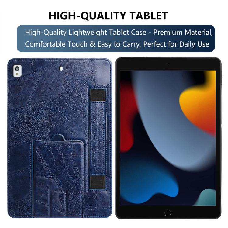 For iPad 10.2 2021 / 10.5 2019 Wristband Retro Vegan Leather Back Tablet Case with Holder