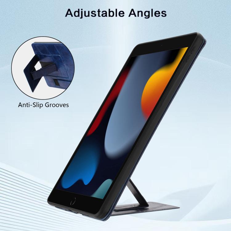For iPad 10.2 2021 / 10.5 2019 Wristband Retro Vegan Leather Back Tablet Case with Holder