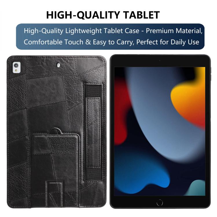 For iPad 10.2 2021 / 10.5 2019 Wristband Retro Vegan Leather Back Tablet Case with Holder