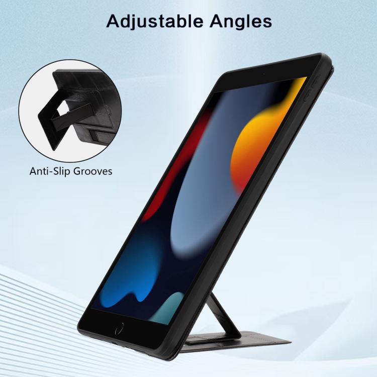 For iPad 10.2 2021 / 10.5 2019 Wristband Retro Vegan Leather Back Tablet Case with Holder