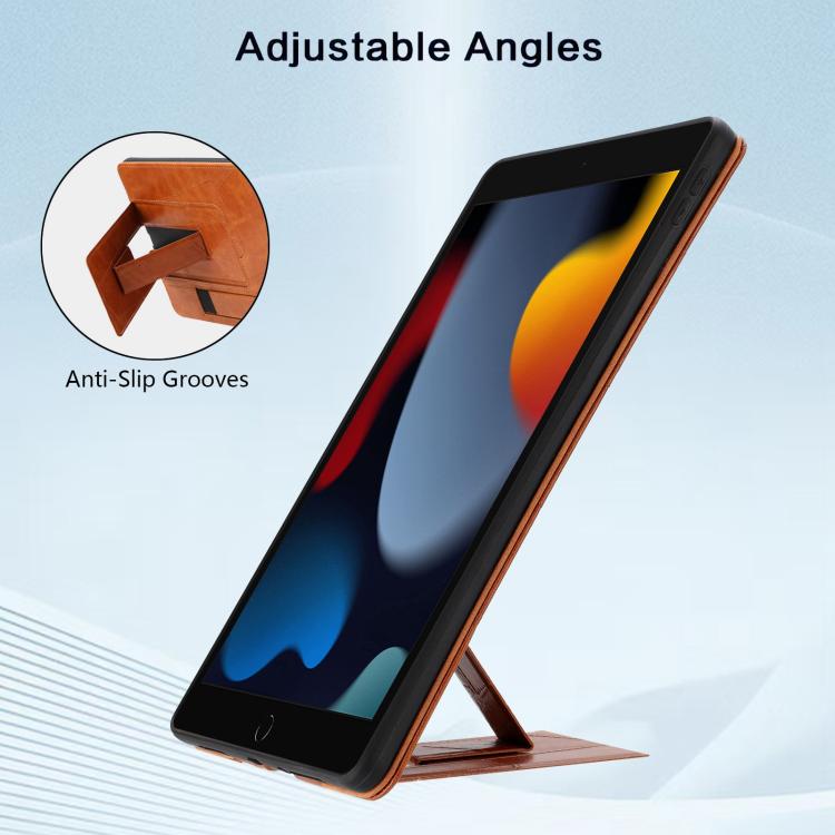 For iPad 10.2 2021 / 10.5 2019 Wristband Retro Vegan Leather Back Tablet Case with Holder
