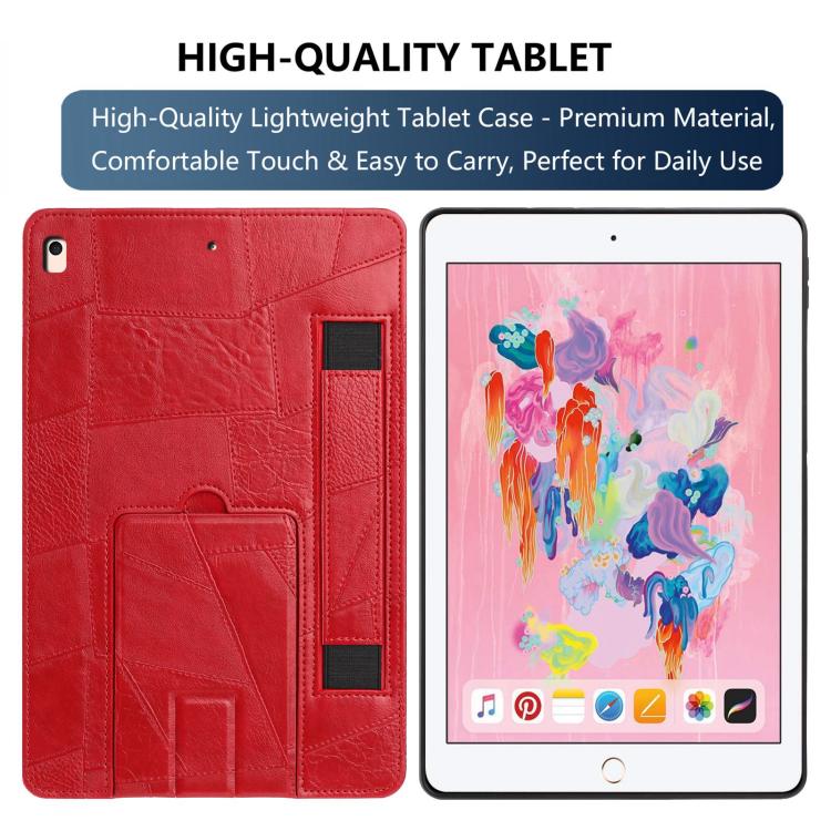 For iPad 9.7 2018 / 2017 Wristband Retro Vegan Leather Back Tablet Case with Holder