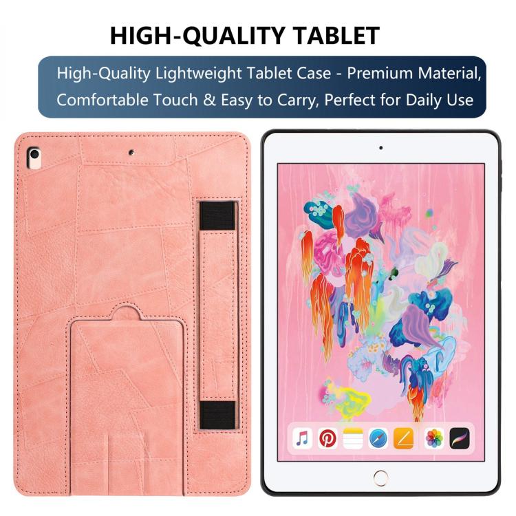 For iPad 9.7 2018 / 2017 Wristband Retro Vegan Leather Back Tablet Case with Holder