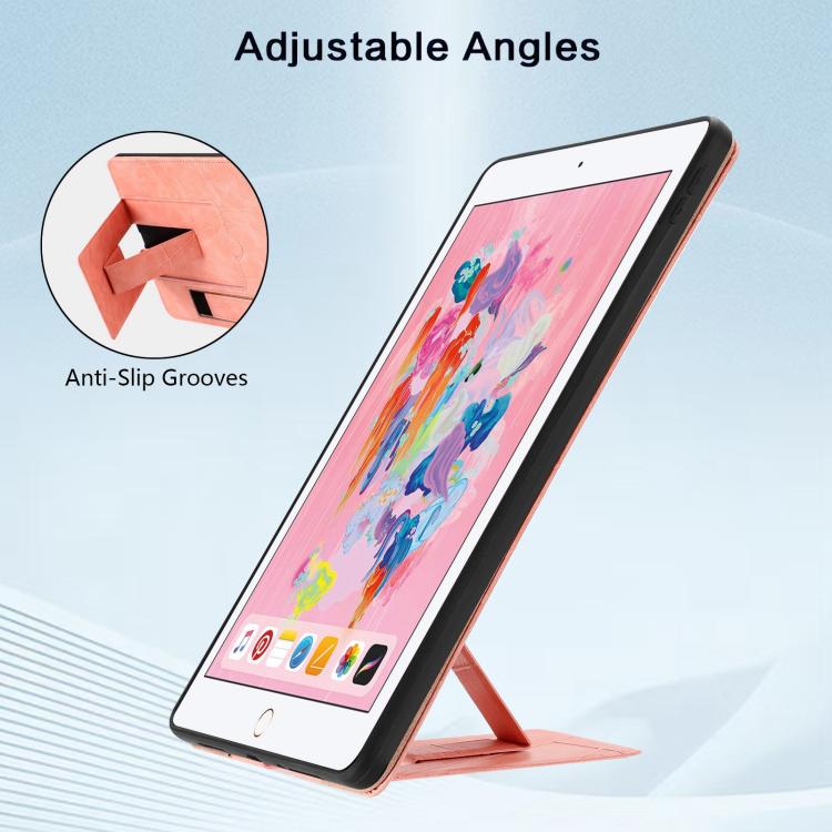 For iPad 9.7 2018 / 2017 Wristband Retro Vegan Leather Back Tablet Case with Holder