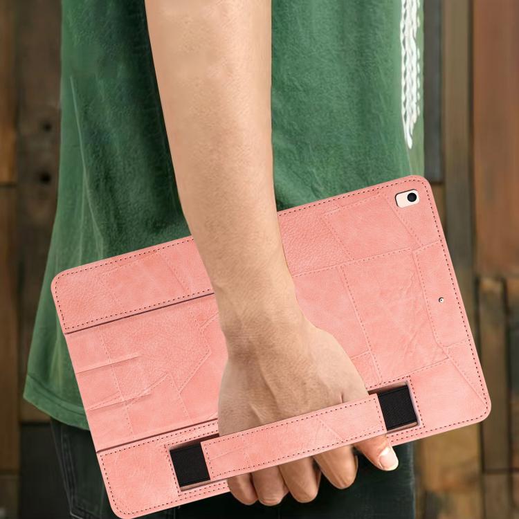 For iPad 9.7 2018 / 2017 Wristband Retro Vegan Leather Back Tablet Case with Holder