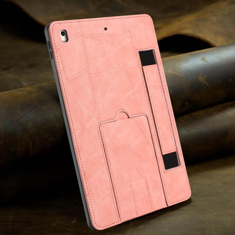 For iPad 9.7 2018 / 2017 Wristband Retro Vegan Leather Back Tablet Case with Holder