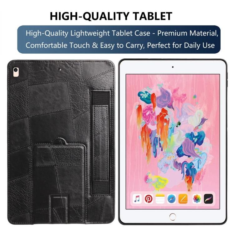 For iPad 9.7 2018 / 2017 Wristband Retro Vegan Leather Back Tablet Case with Holder