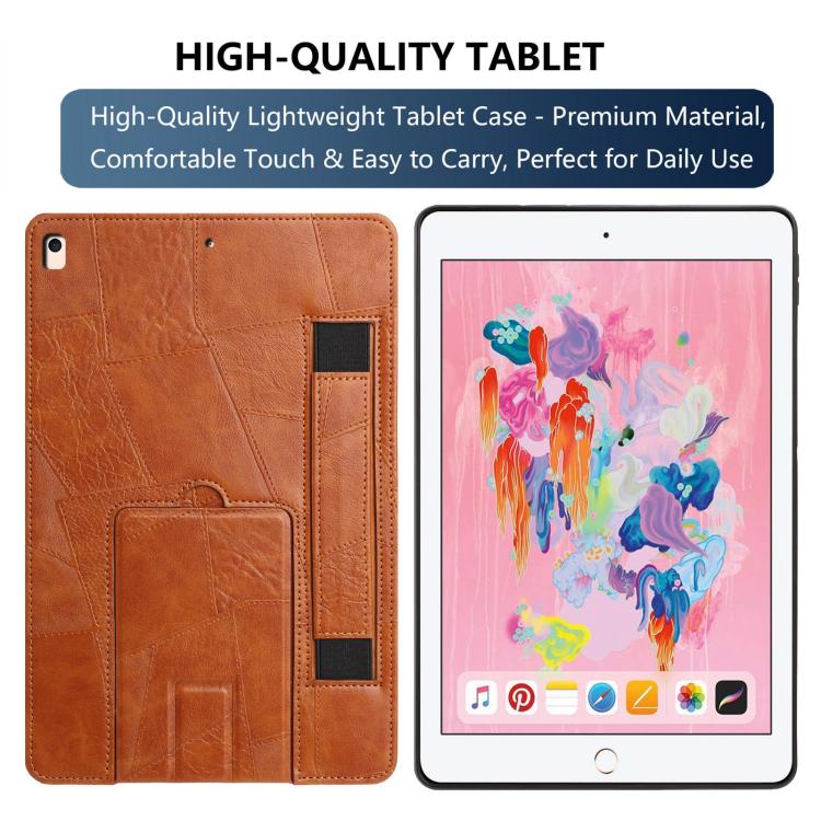For iPad 9.7 2018 / 2017 Wristband Retro Vegan Leather Back Tablet Case with Holder