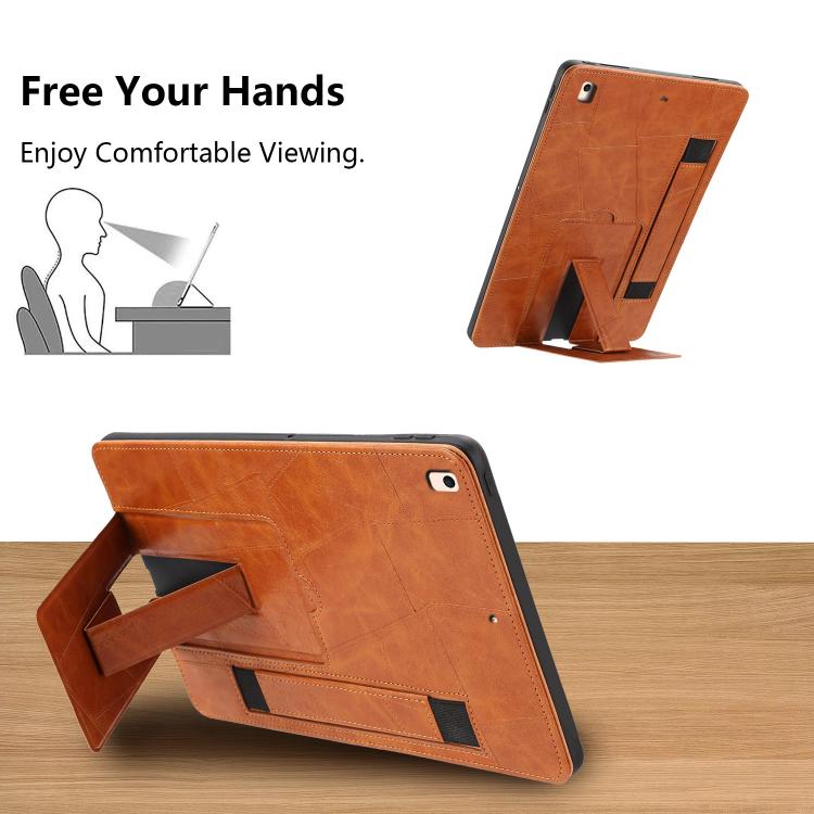 For iPad 9.7 2018 / 2017 Wristband Retro Vegan Leather Back Tablet Case with Holder