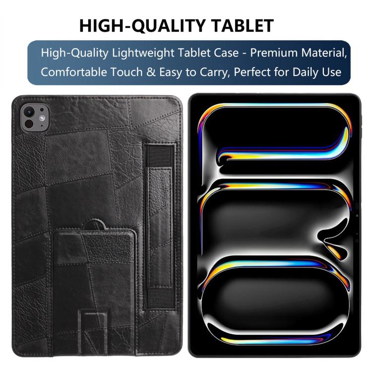 For iPad Pro 13 2025 / 2024 Wristband Retro Vegan Leather Back Tablet Case with Holder